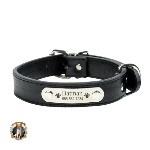 Leather Dog Collar Durable Adjustable Engrave Name ID Tag Customized Collar for Pet Small Medium Large Dog Puppy-Personalized Dog Gifts