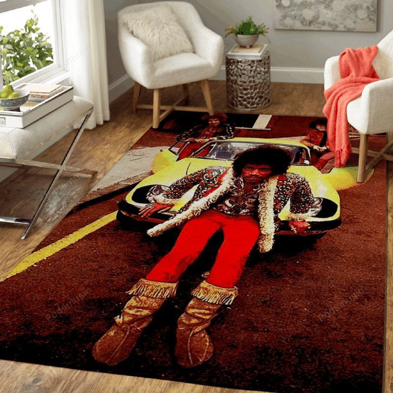Jimi Hendrix Legend Rock Band Music Car Style Area Rug Living Room Rug ...