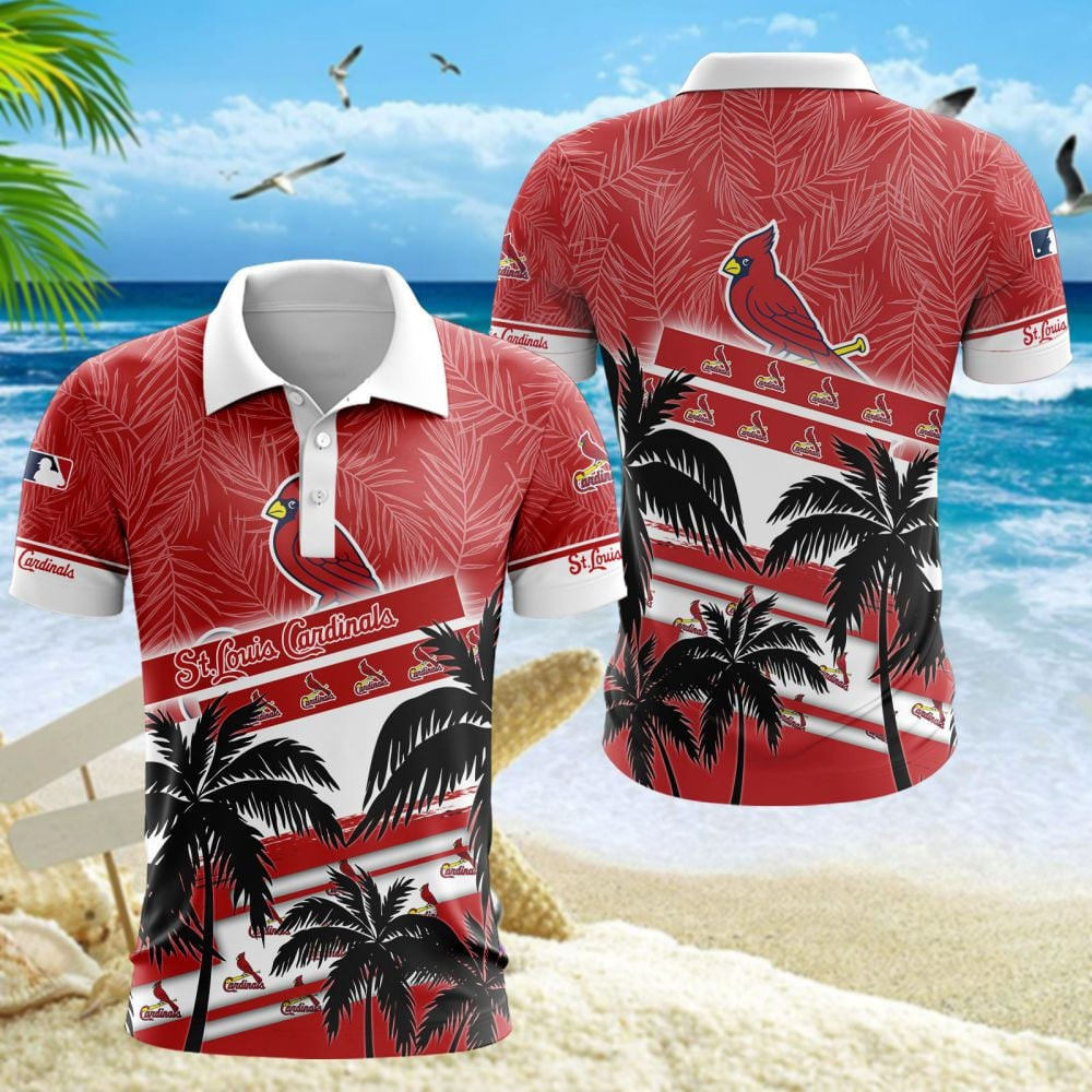 St. Louis Cardinals MLB Black Palm Trees And Team Logo Printed 3D Polo ...