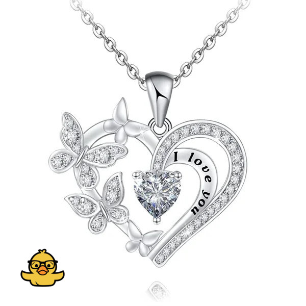 Jewelry for Women Butterfly Necklace for Women Charm Heart Butterfly Pendant Necklace Gift for Mom Wife Daughter Girlfriend