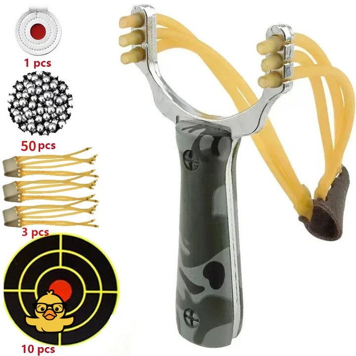 Camouflage Metal Powerful Slingsshot Card Ball Professional Slingshot Outdoor Hunting and Shooting Package Hunting Acessories