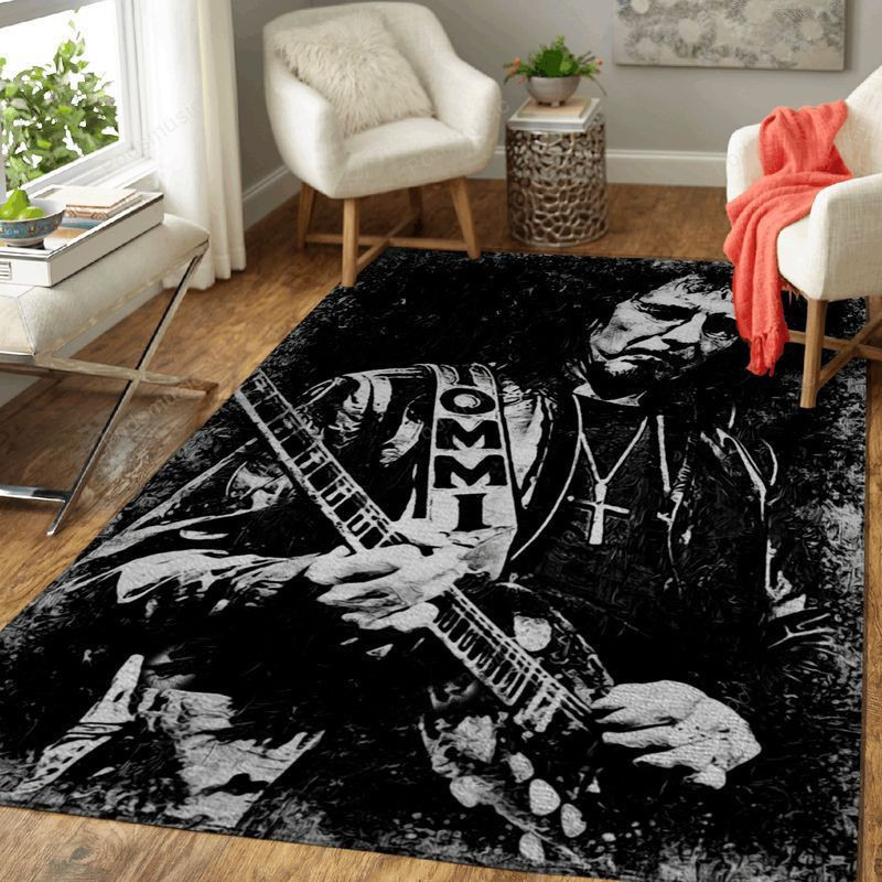 Tony Iro Rug Tony Iommi Music Monochrome Art Area Rug Living Room Rug Home Decor ...