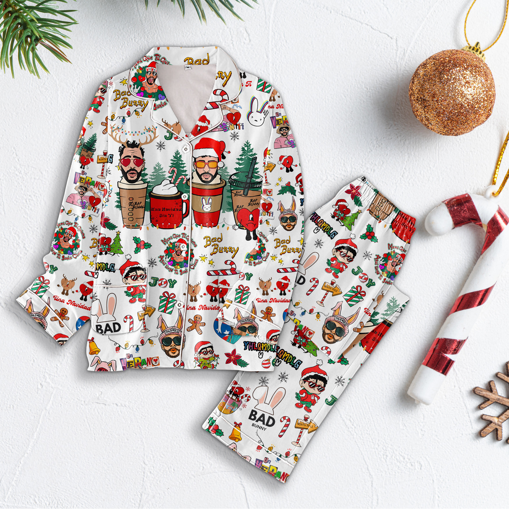 Premium Bad Bunny Button Down Pajamas Dt - Amazinggiftbox