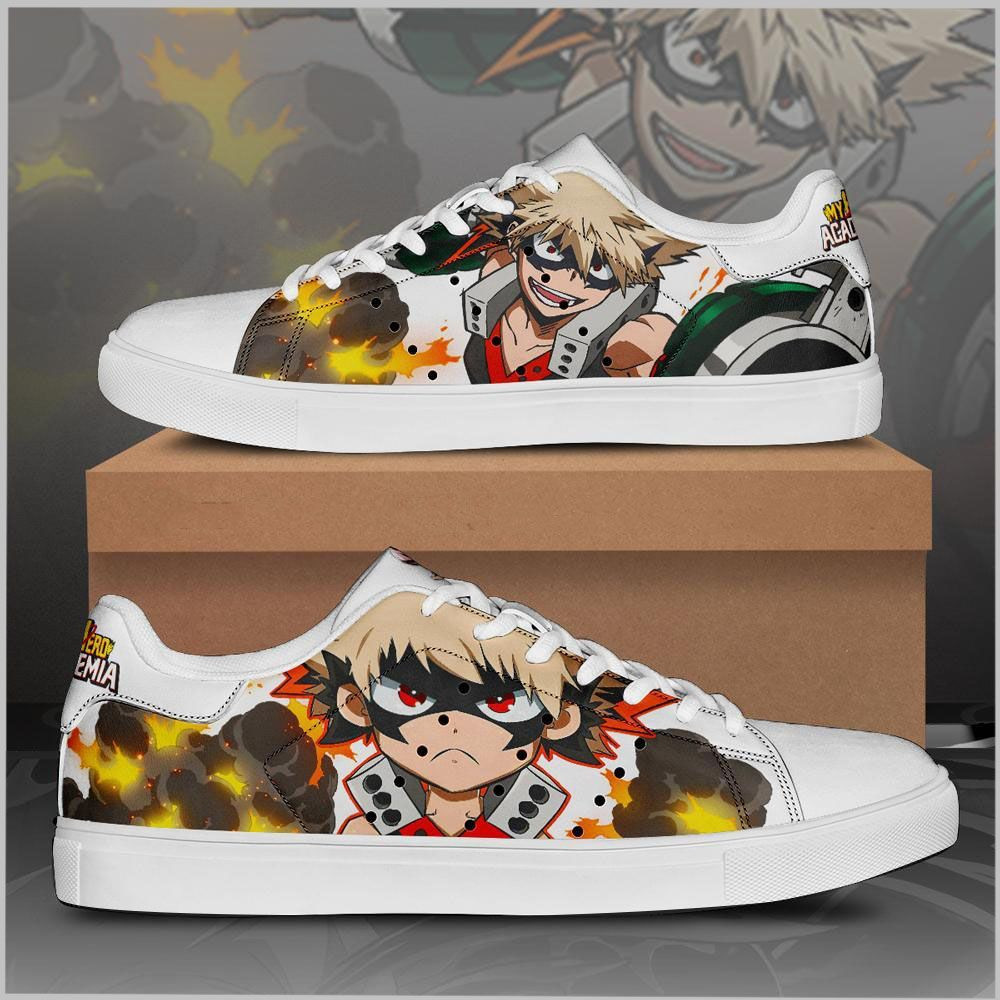 Katsuki Bakugou My Hero Academia Low top Leather Skate Shoes, Tennis ...