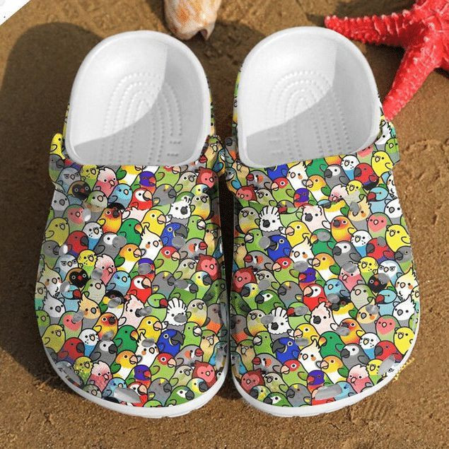 Colorful Birds Pattern Rubber Clogs, Comfy Footwear - Amazinggiftbox