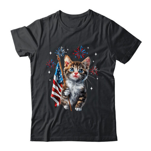 Independence Day Cat 4th Of July Patriotic USA Flag Graphic