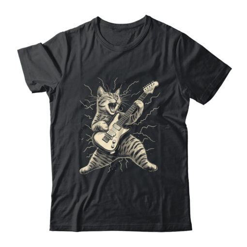 Cat Playing Guitar Rock Music Rock And Roll For Men Women