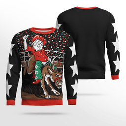 Santa Rodeo Reindeer Ugly Christmas Sweater