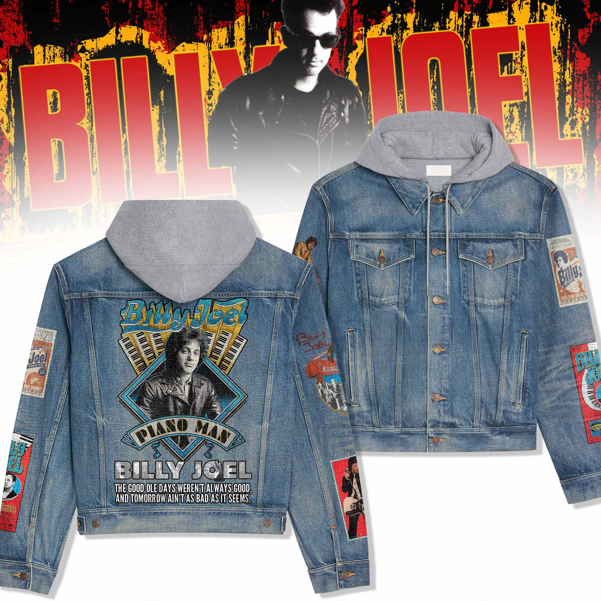 Billy Build Jacket Billy Joel Hooded Denim Jacket Hn - Kapotan