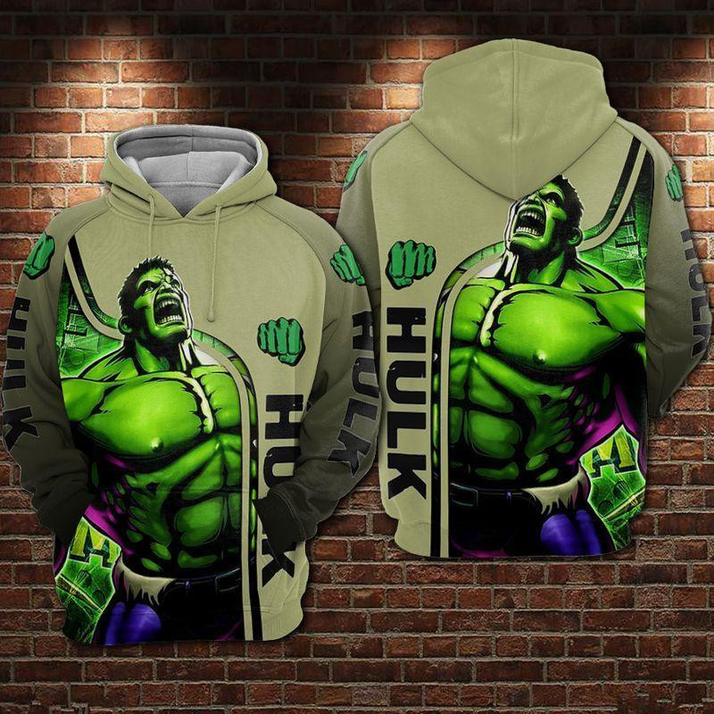 Marvel Hoodie The Incredible Hulk Angry Green 3D Hoodie Zip Hoodie ...