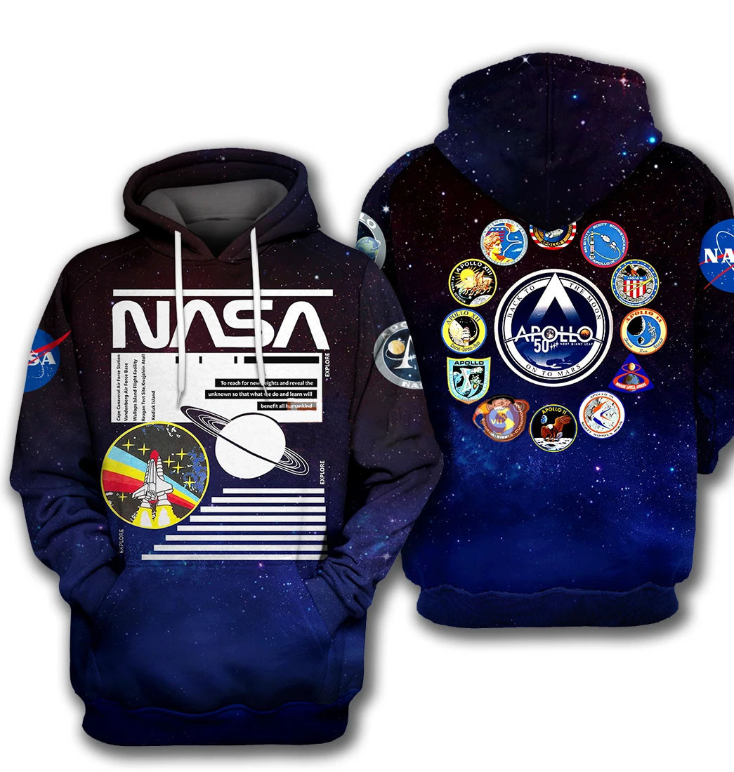 Nasa Hoodie National Space Apollo 3D Hoodie Zip Hoodie - Kapotan