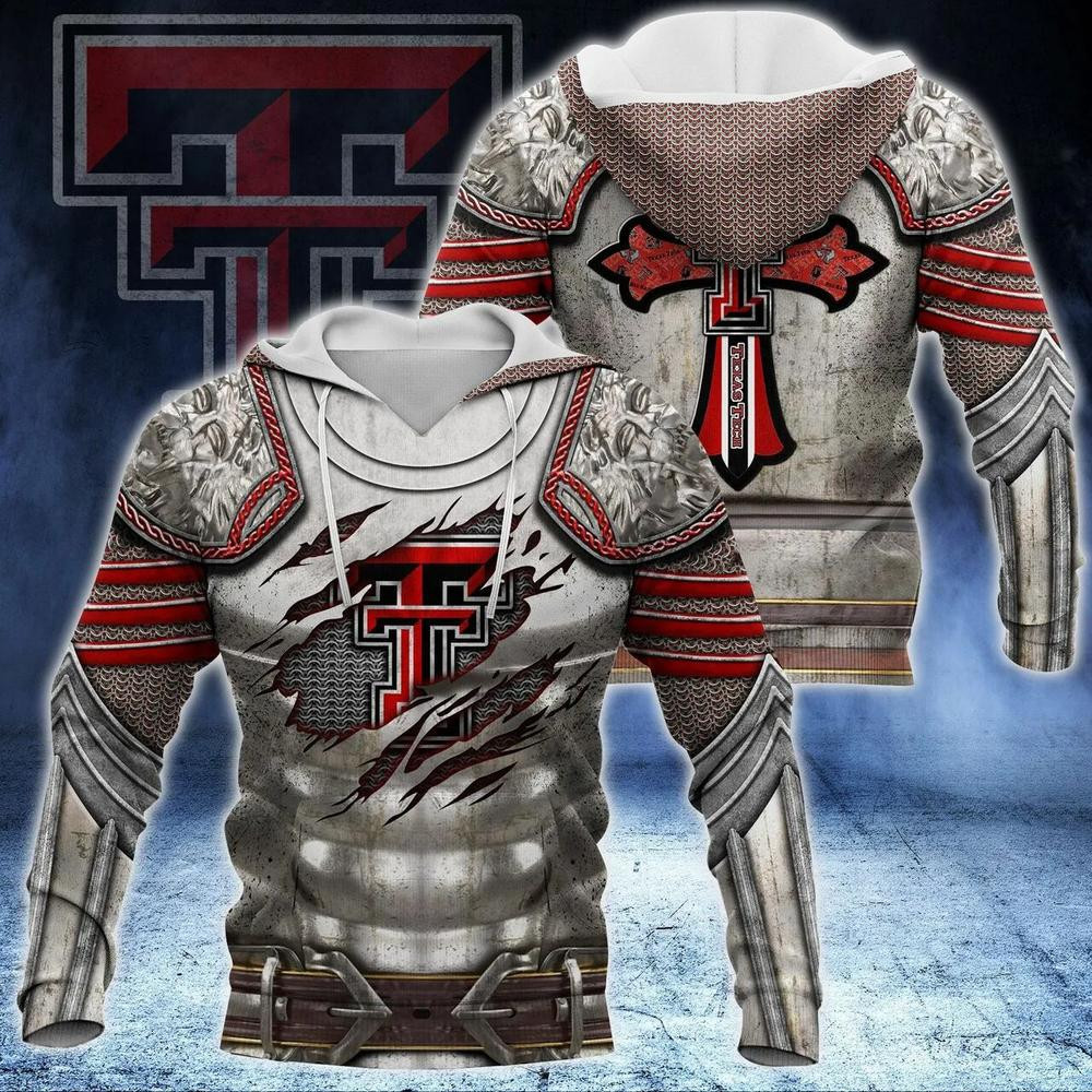 Texas Tech Red Raiders Knights Templar Armor 3D Hoodie For Men And ...