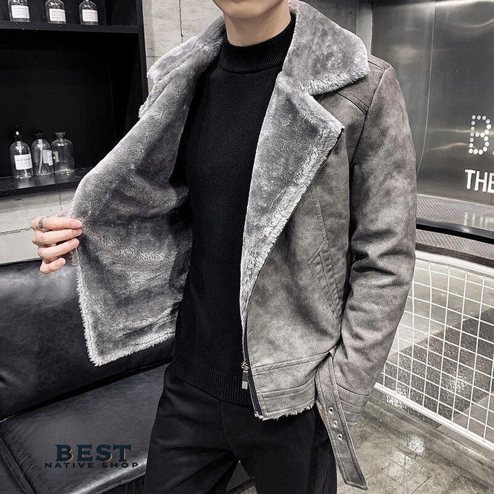 Autumn and winter new men's leather jackets plus velvet thick motorcycle leather jackets fashion luxury high-quality slim men's
