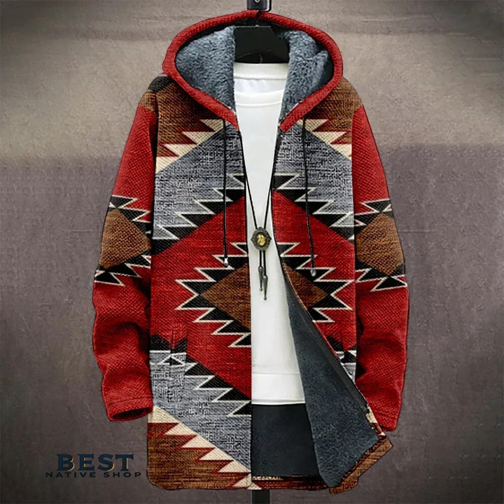 Men Aztec Jackets Cardigans Coats Printed Native Retro Graphics Plush Thick Outdoors Fleece Winter Casual Streetwear Clothing