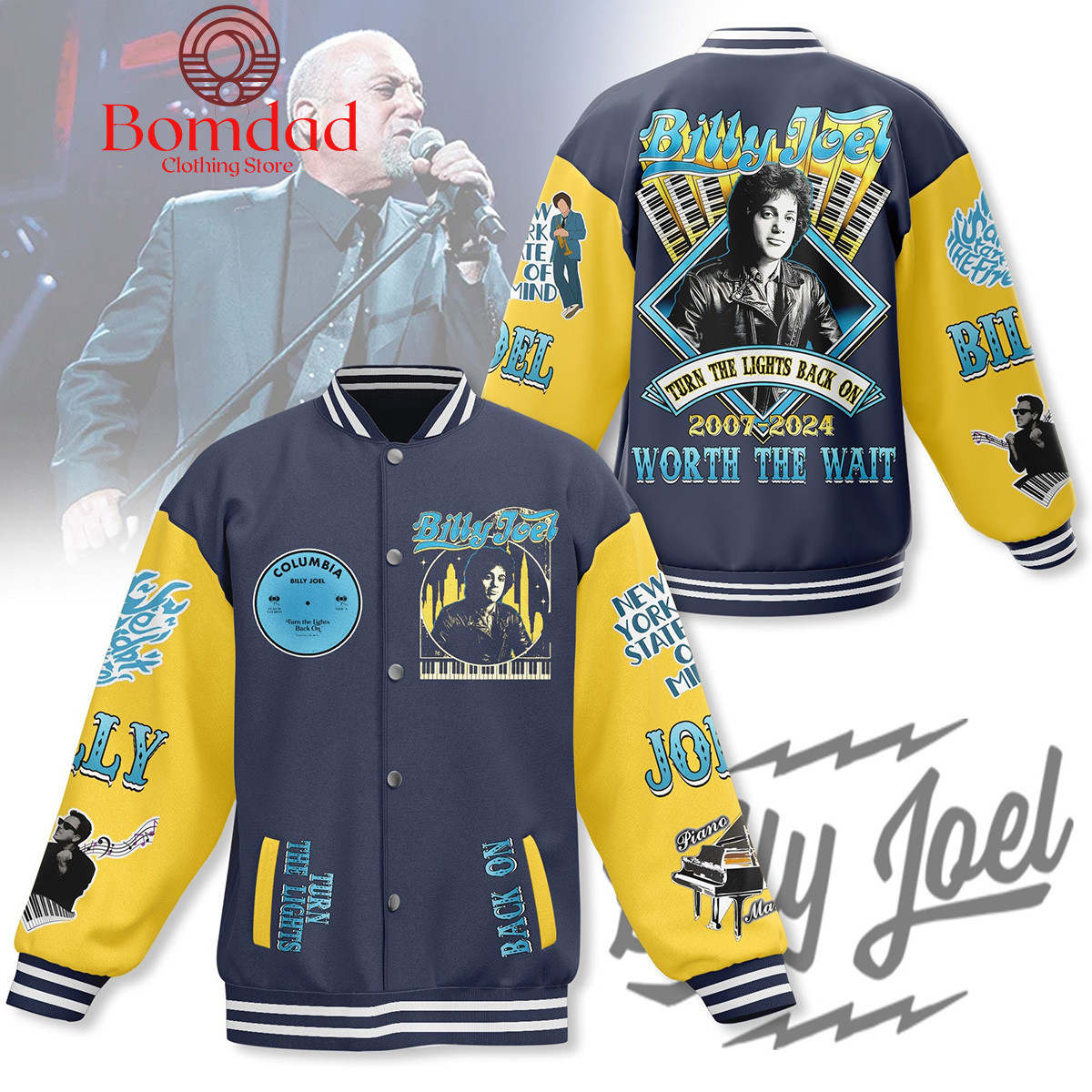 Billy Build Jacket Billy Joel Turn The Lights Back On 2007 2024 Worth The Wait Baseball ...
