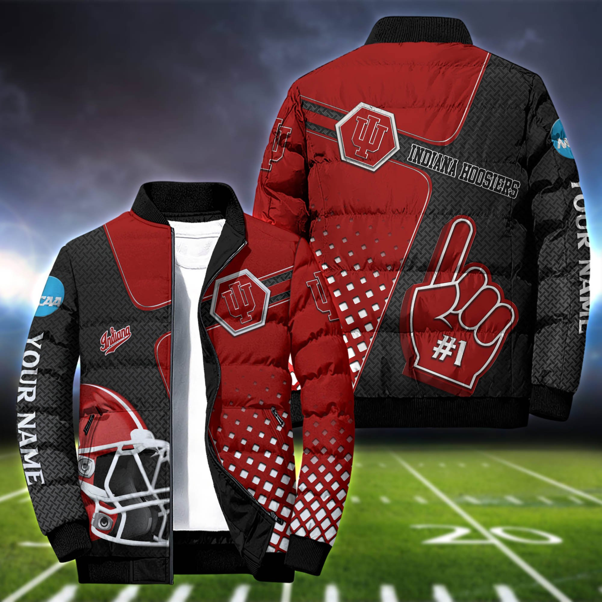 52667 Indiana Hoosiers Puffer Jacket Personalized Your Name, Sport Team ...