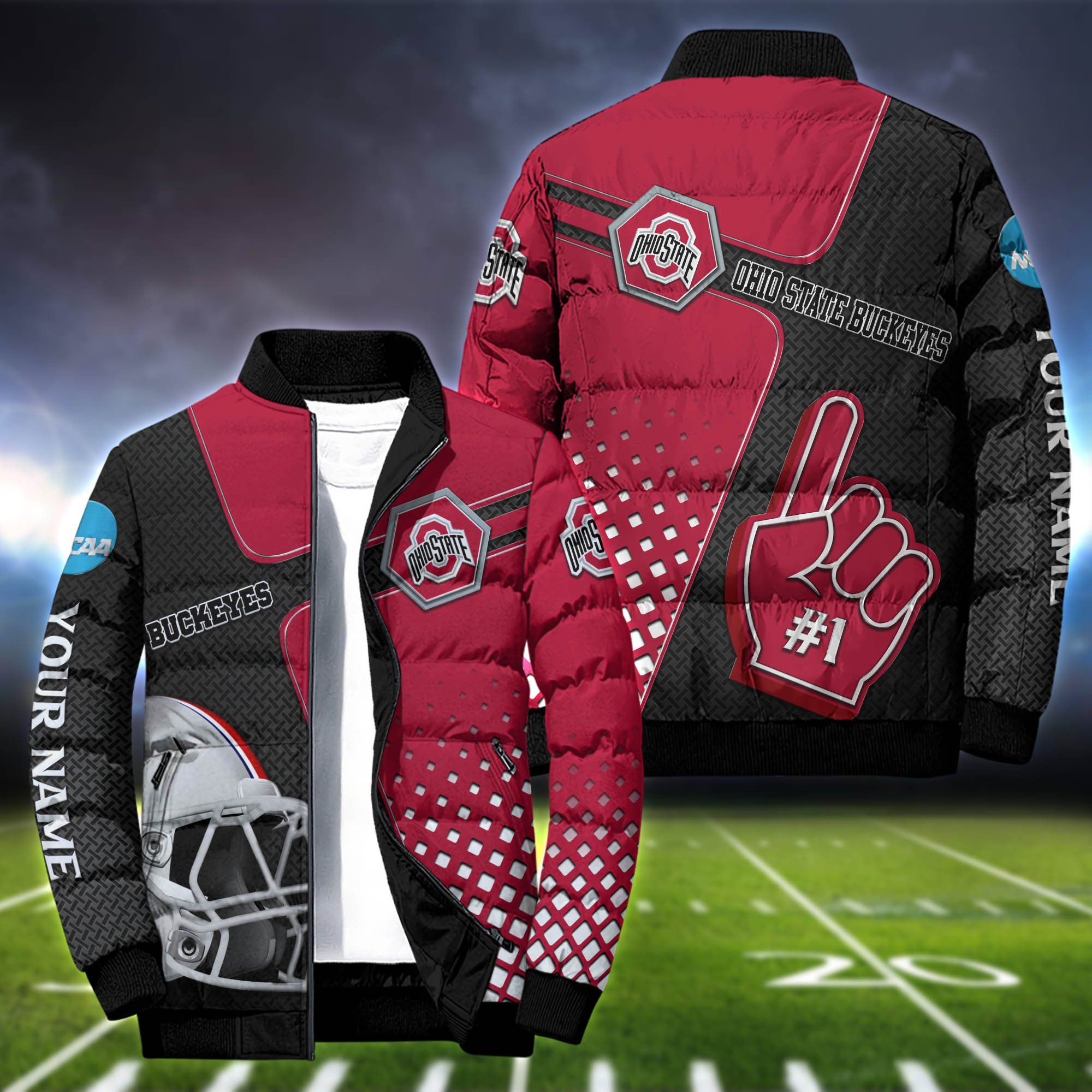 52667 Ohio State Buckeyes Puffer Jacket Personalized Your Name, Sport Team ...