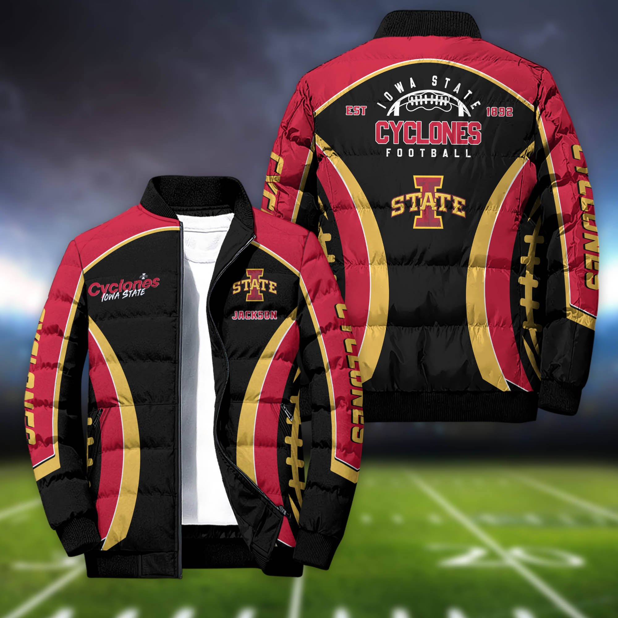 Jacket State Band Iowa State Cyclones Puffer Jacket Custom Your Name, Sport Jackets ...
