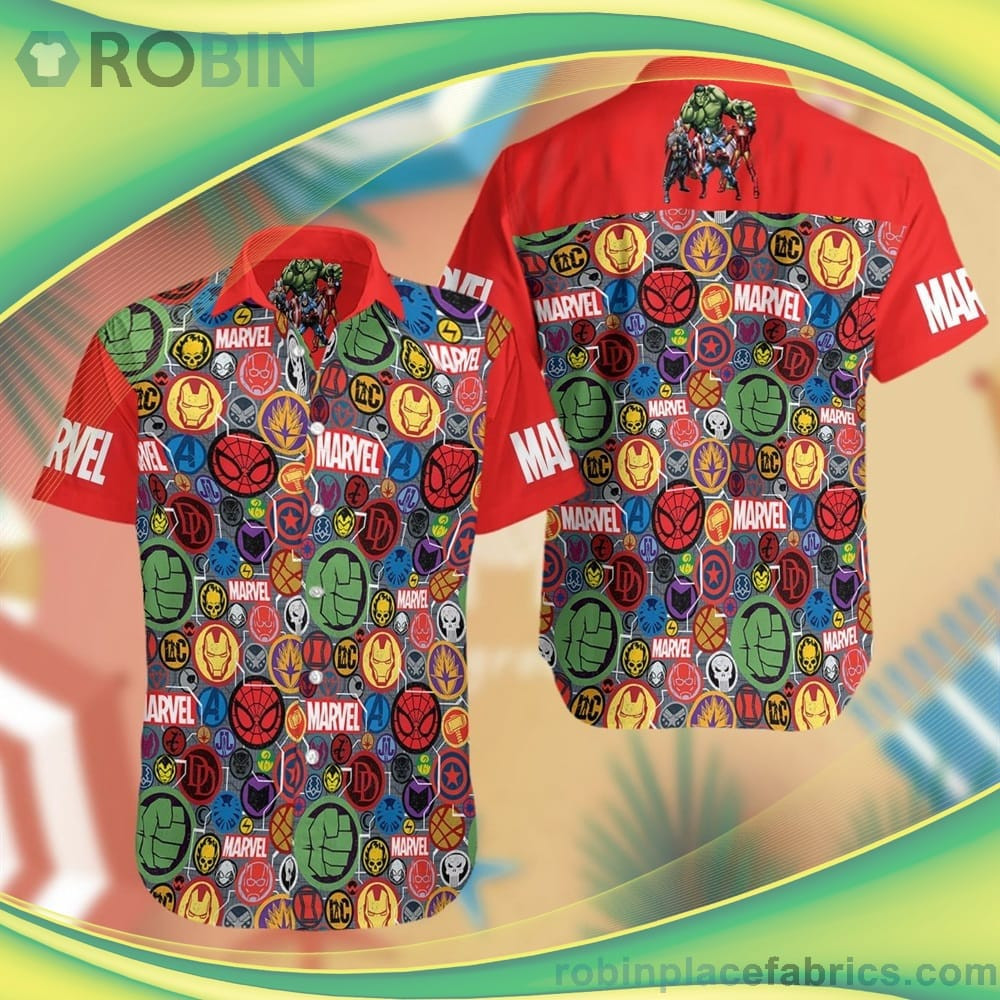 Marvel Avengers 3D Short Sleeve Button Down Hawaiian Shirt HWAS1311 ...