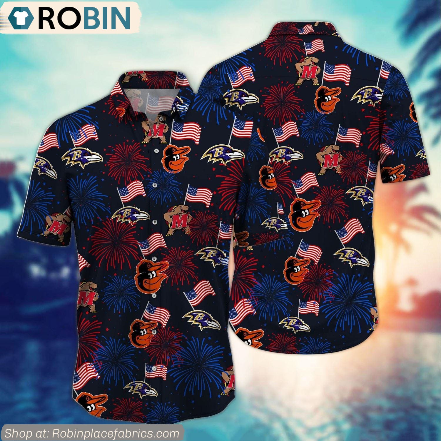 Baltimore Sports Logo Pattern Happy 4th Of July Hawaiian Shirt HWAS1311 ...