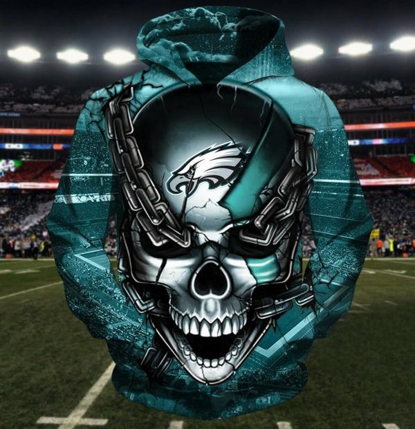 Philadelphia Eagles Nfl Skull 3D Hoodie HD3d1011 - Joliebrand