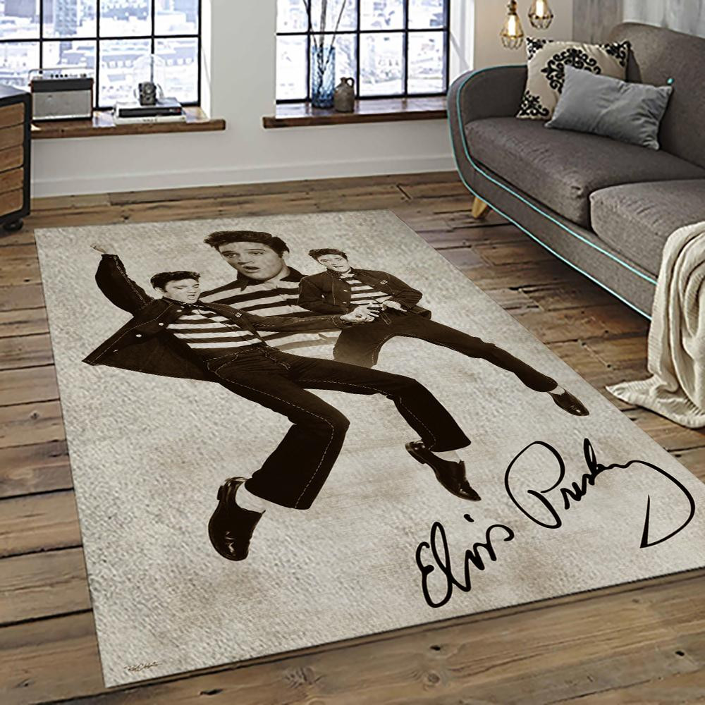Singer Elvis Presley Music Carpet Rectangle Area Rug For Living Room ...