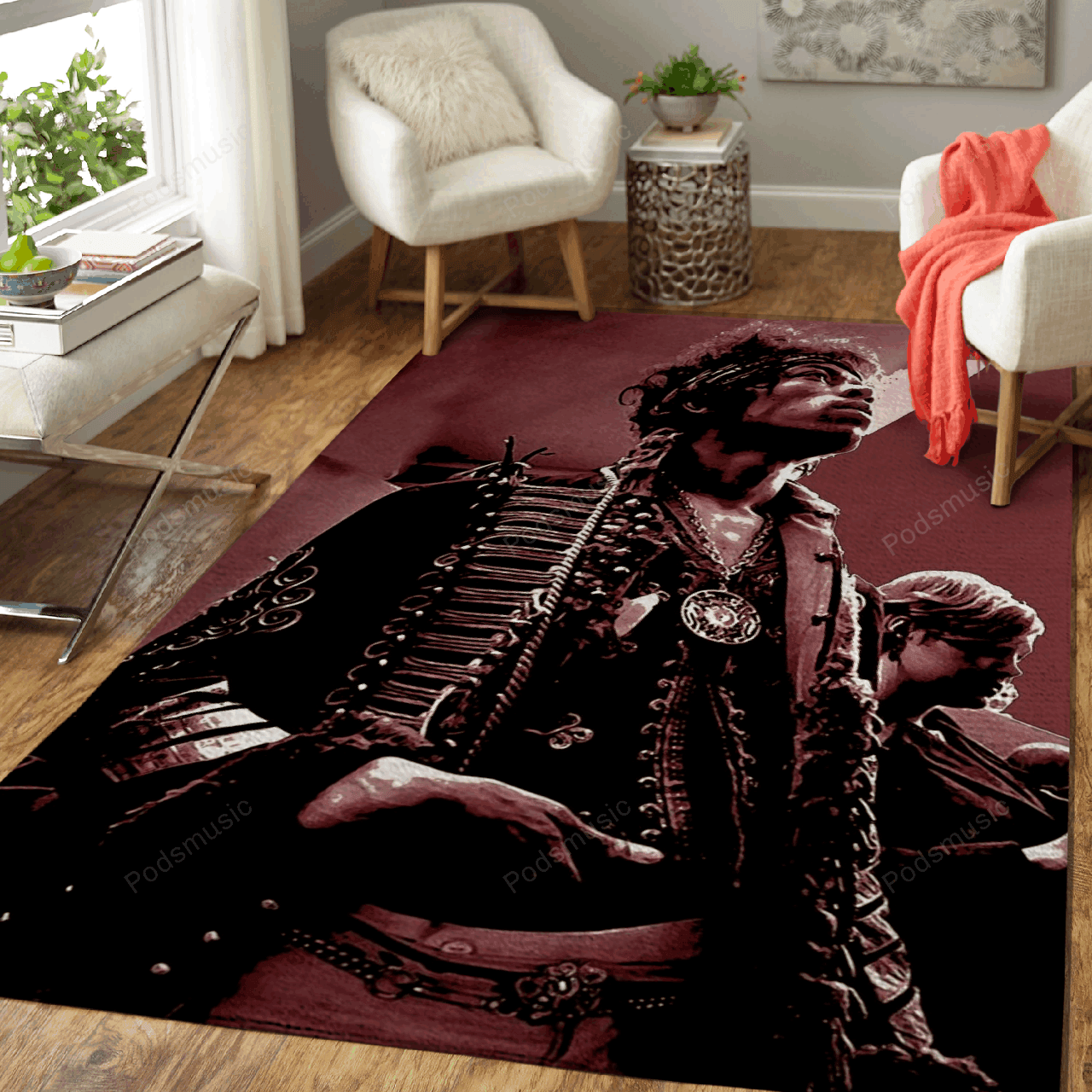 Jimi Hendrix With Light Music Legend Art For Fans Area Rug Living Room ...