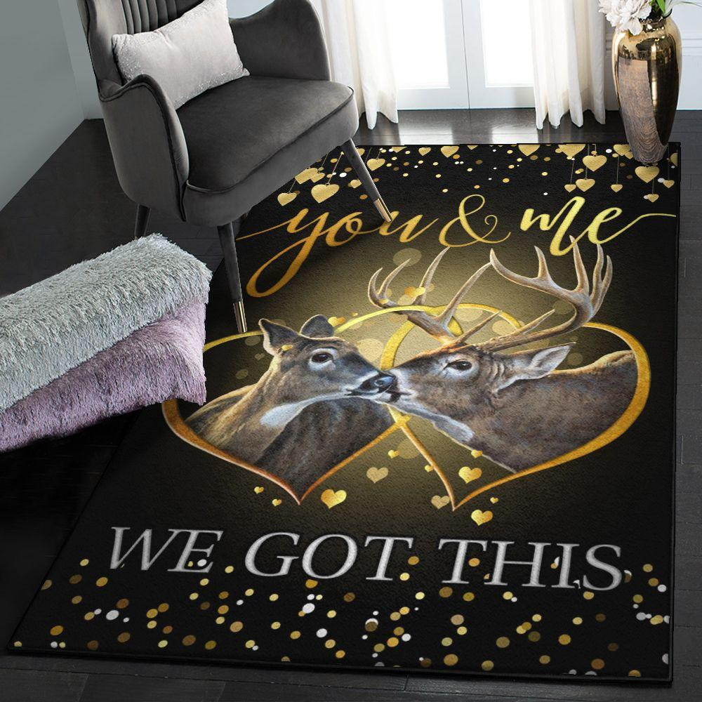 Deer Large Living Room Rugs, Deer Buck And Doe You And Me Rug - AER0212 ...