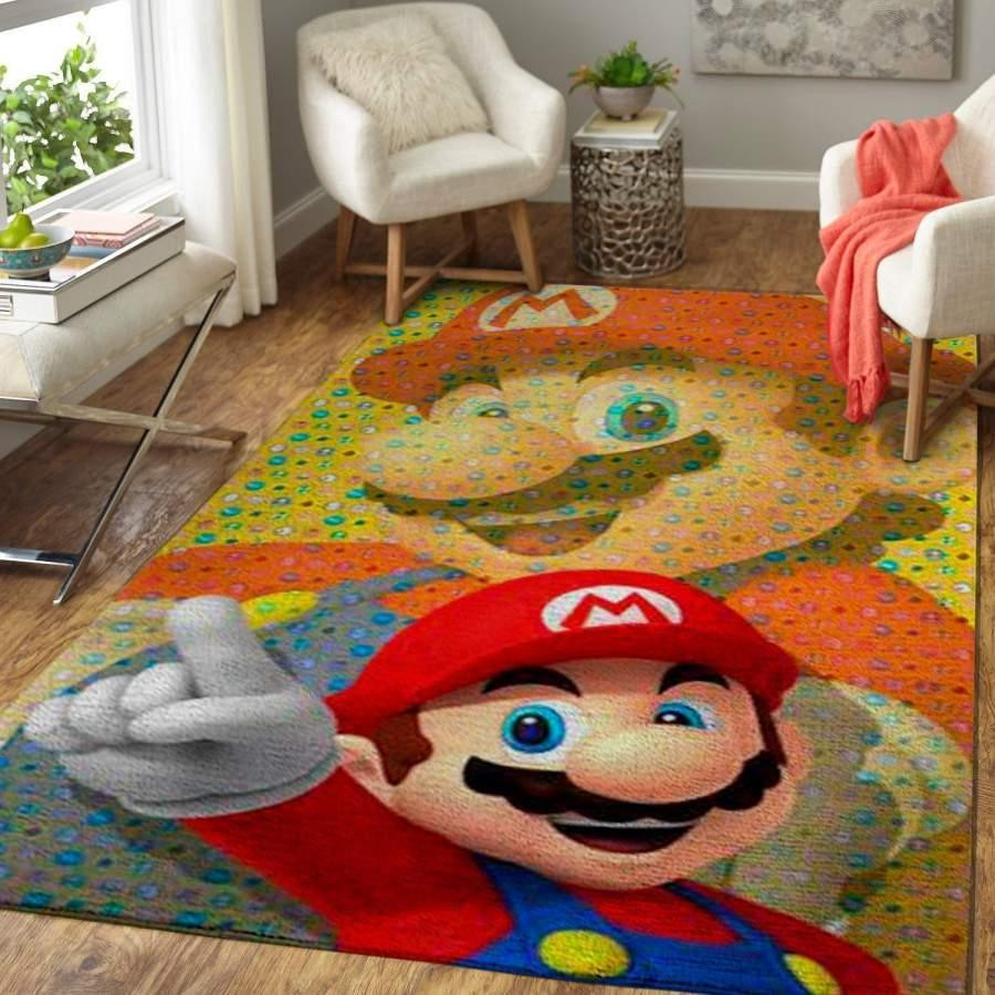 Super Mario Area Rug Living Room Rug Home Decor Nintendo Video Game Gfd ...