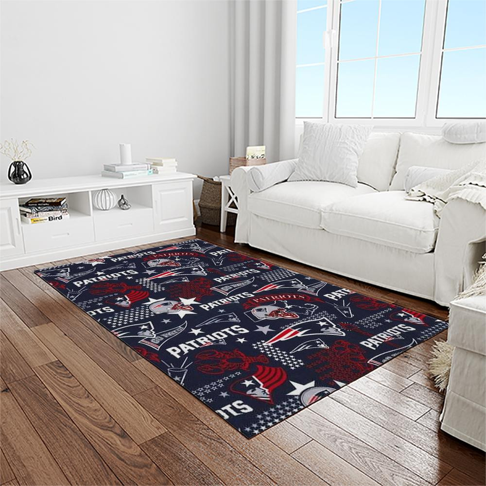 Prepppy Patriots Rug NFL New England Patriots Football Team Logo Rectangle Area Rug NEP23 ...