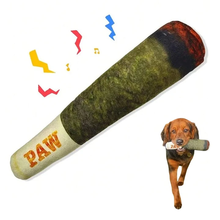 The Quirky Cigar Design Dog Toy – Chew, Squeak, Play
