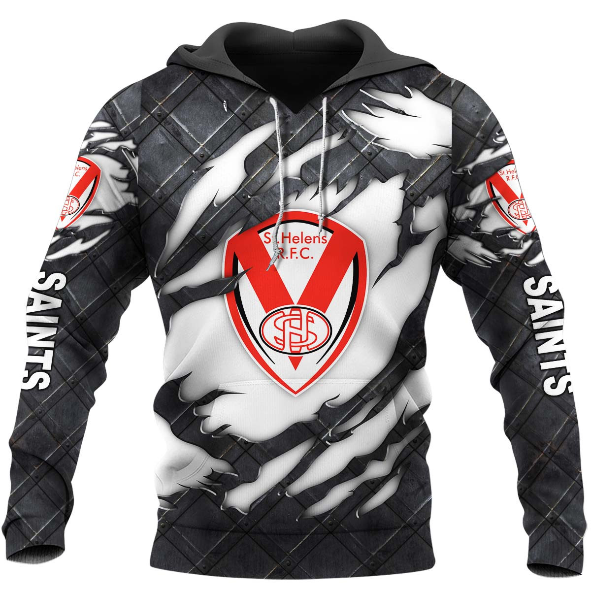 St Helens R.F.C Black Metal Design Shirt