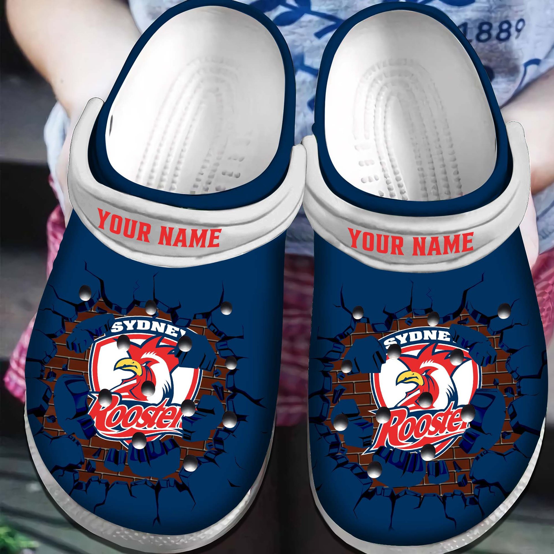 Sydney Roosters NRL Broken Wall Design Crocs