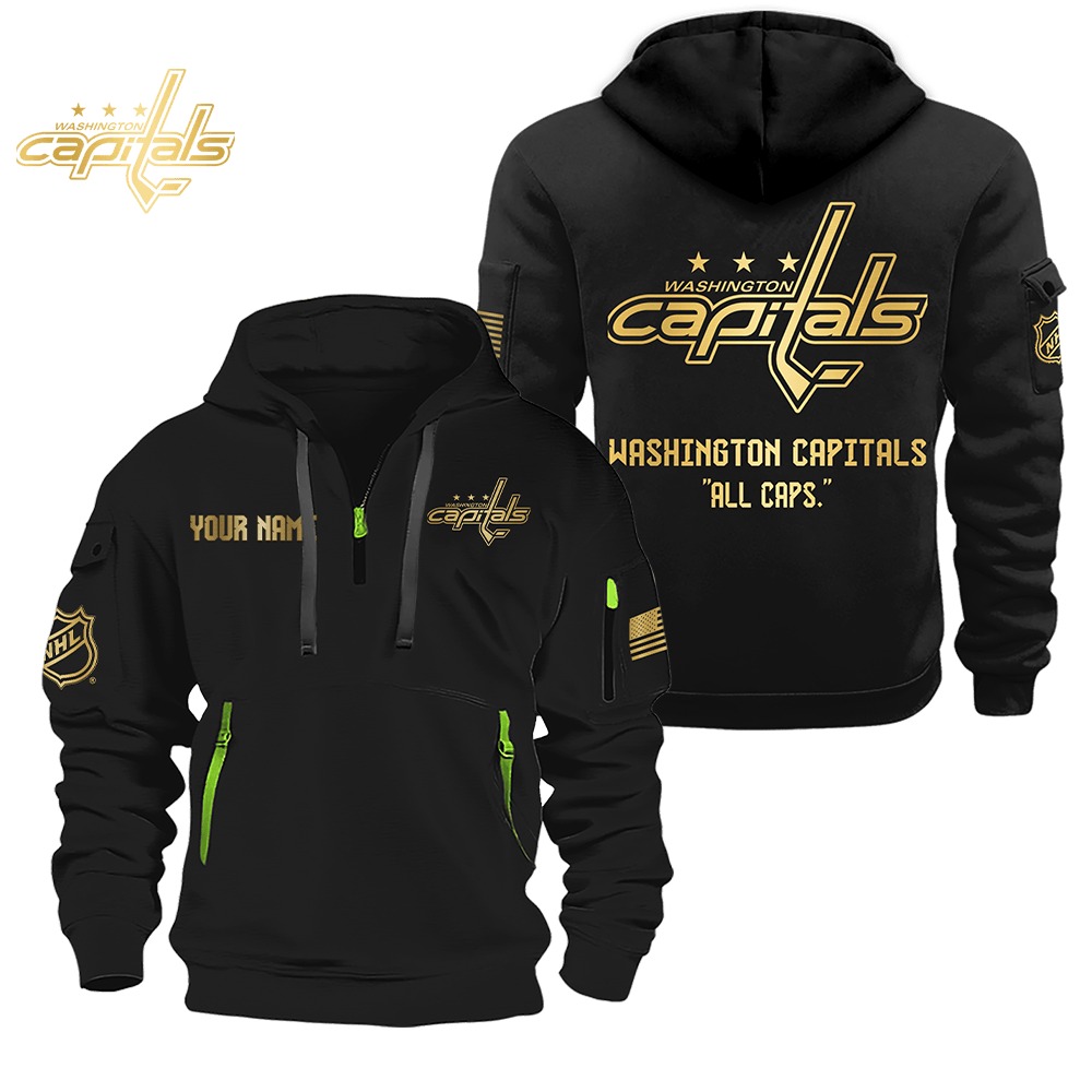 NHL Washington Capitals Gold Logo Quarter Zip Hoodie