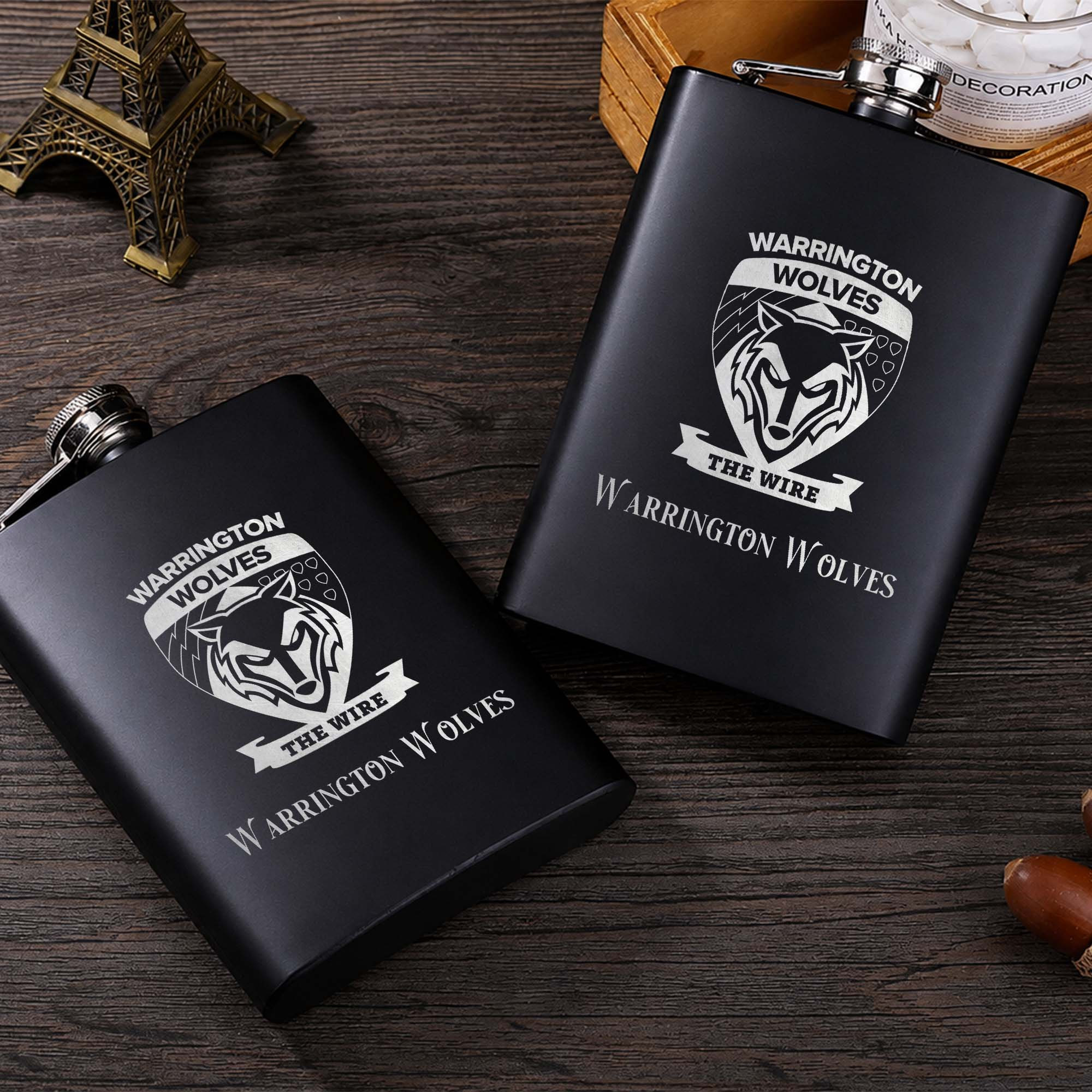 Warrington Wolves Hip flask V1 8OZ - 237ml