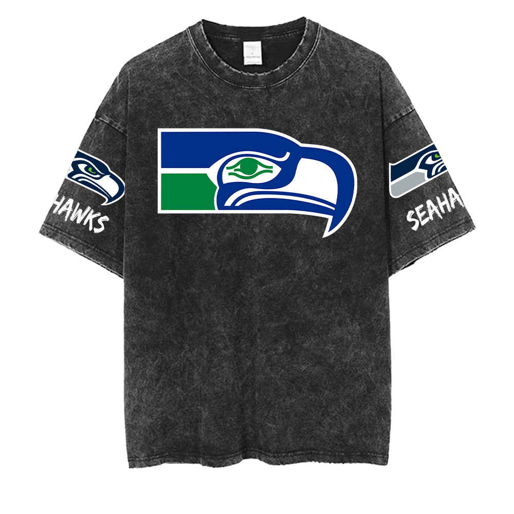 Seattle Seahawks NFL Washed Retro Logo Shirts