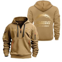 Los Angeles Chargers Gold Logo Design Quarter Zip Hoodie
