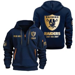 Las Vegas Raiders Gold Logo Design Quarter Zip Hoodie