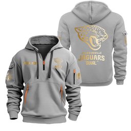 Jacksonville Jaguars Gold Logo Design Quarter Zip Hoodie