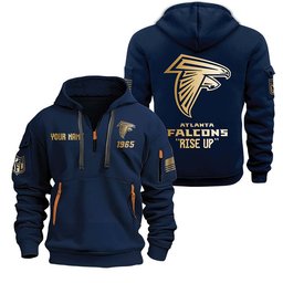 Atlanta Falcons Gold Logo Design Quarter Zip Hoodie