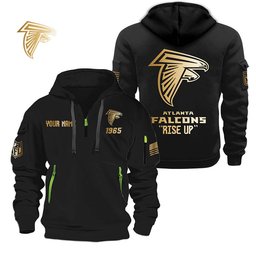 Atlanta Falcons Gold Logo Design Quarter Zip Hoodie