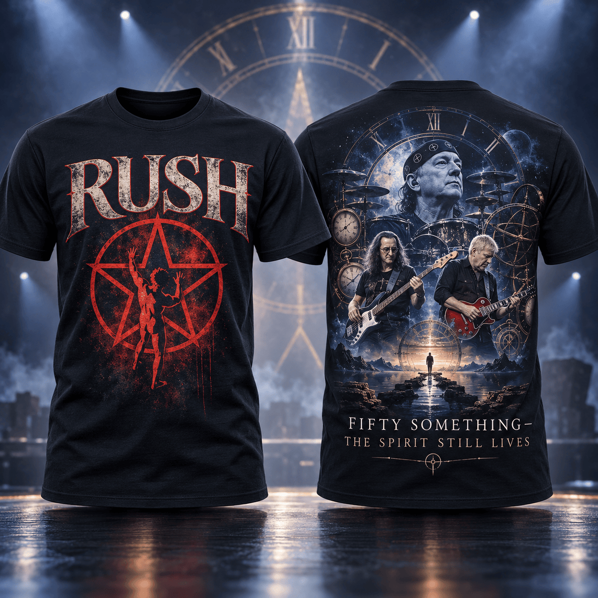 Rush Fifty Something Tour 2026 Red Star 3D Shirt for Fans Following Every Signal NDN Flat Shirt Mockup