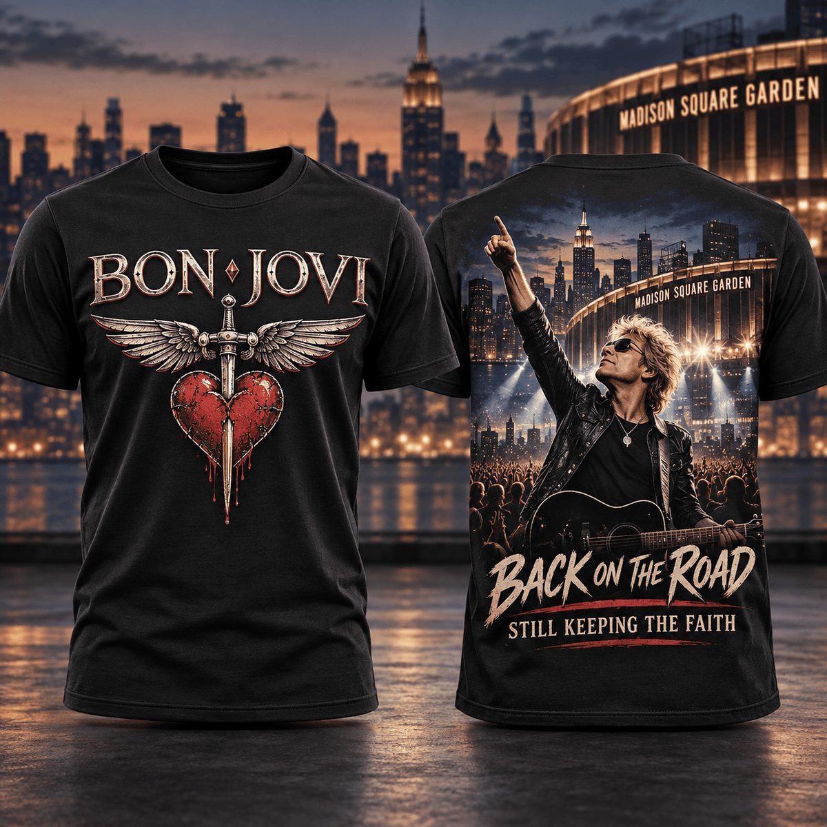 Bon Jovi Back on the Road 2026 2027 3D Shirt for Fans Always Singing Along Every Night NDN Flat Shirt Mockup