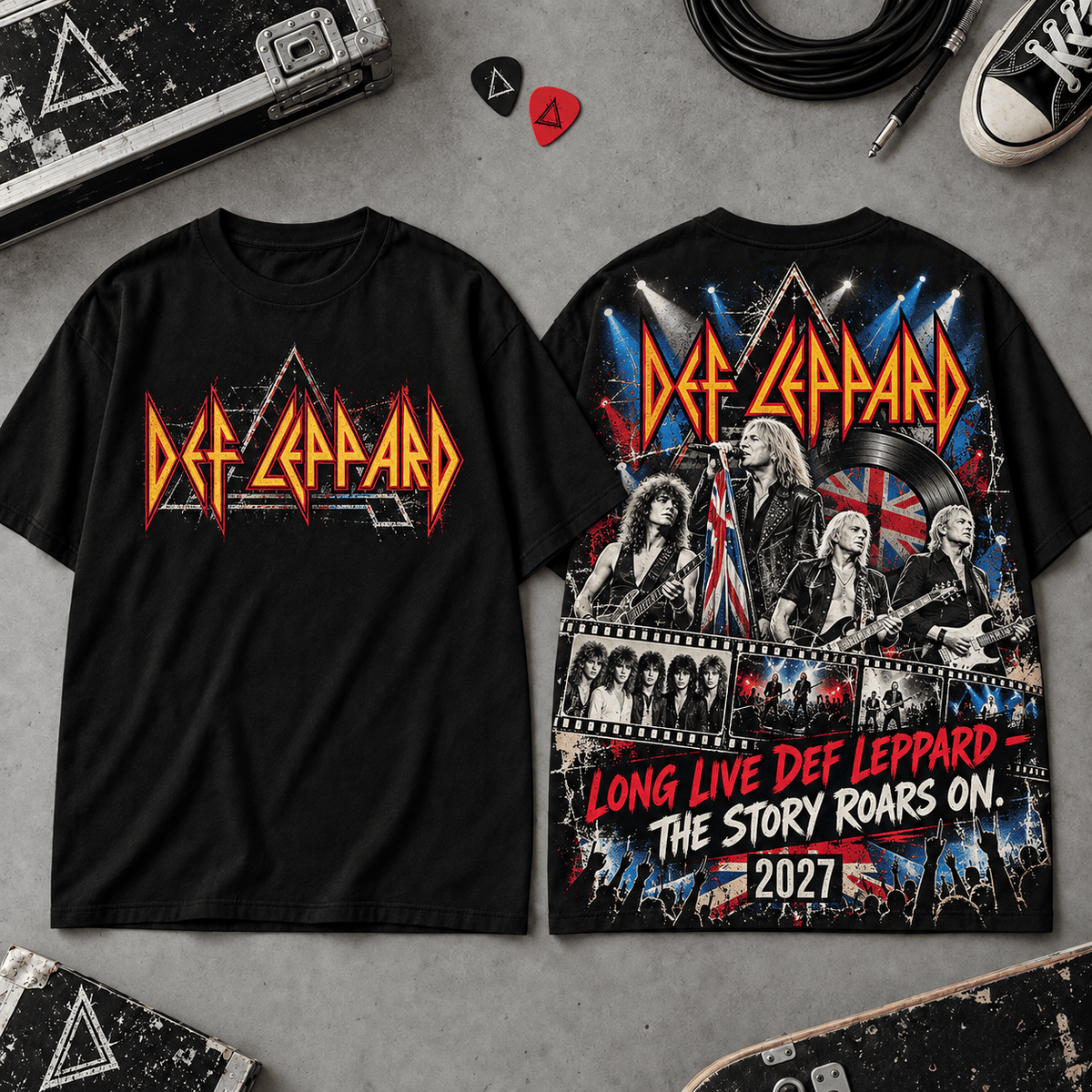 Def Leppard Long Live Tour 2027 3D Shirt for Fans Keeping Rock Loud NDN Flat Shirt Mockup