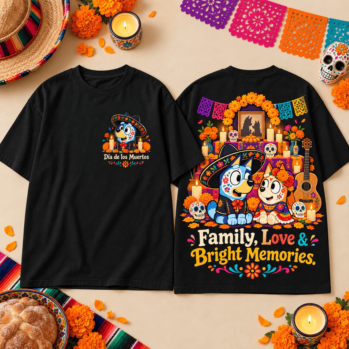 Bluey Family Love and Laughter 3D Shirt for Fans Making Happy Memories Together NDN Flat Shirt Mockup