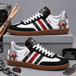 Five Finger Death Punch Black Red Fist And Skull Adidas Samba OG Graphic Shoes NDN Shoes Product Mockup