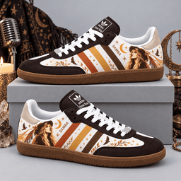 Stevie Nicks Brown Cream Moon Stars Birds And Portrait Adidas Samba OG Graphic Shoes NDN Shoes Product Mockup
