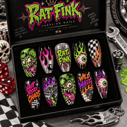 Rat Fink Neon Hot Rod Monster Press-On Nail Set for Hot Rod Art Fans NDN Press On Nail Product Image