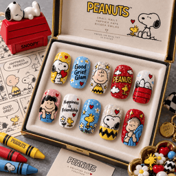 Peanuts Snoopy Woodstock and Good Grief Press-On Nail Set for Comic Fans NDN Press On Nail Product Image