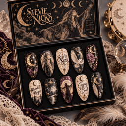 Stevie Nicks Moonlit Bohemian Portrait Press-On Nail Set for Classic Rock Fans NDN Press On Nail Product Image